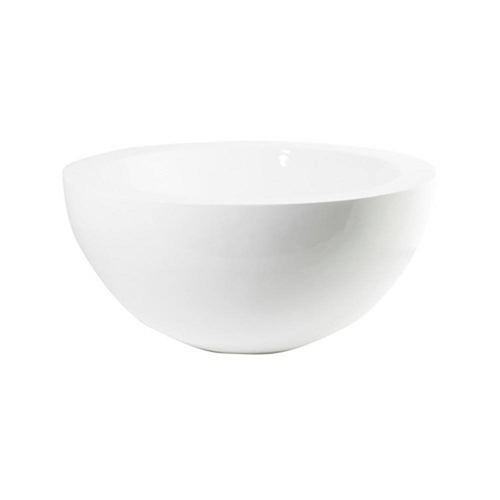 Vasesource 15 in. x 7 in. Shiny White Fiberstone Bowl E1305S1W The Home Depot
