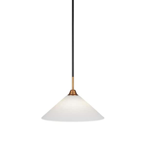 Unbranded Madison 100-Watt 1-Light Matte Black and Brass Bowl Mini Pendant Light with Glass Shade