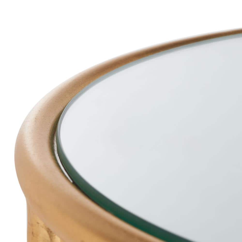 Tiny Gold and Mirrored Round Accent Table
