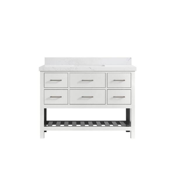 Willow Collections Parker 48 in. W x 22 in. D x 36 in. H Bath Vanity in White with 2 in. Empira Quartz Top