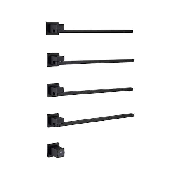 Unbranded 4-Bar Plug-In/Hardwired Swingable Wall Mounted Electric Towel Warmer Rack in Matte Black