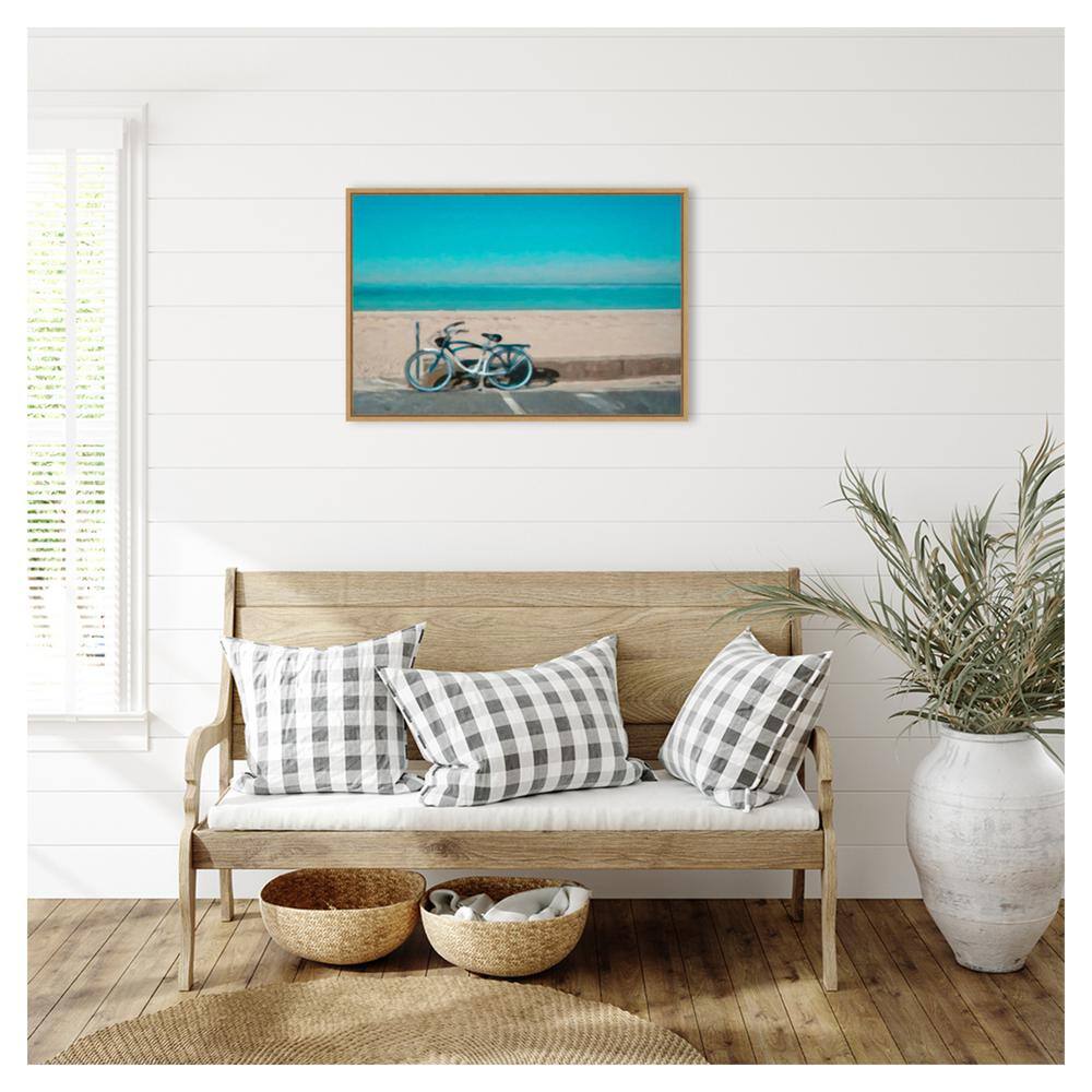 Bike to the Beach Framed Canvas Art in Sylvie Maple