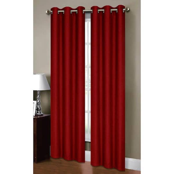 Bella Luna Chili Solid Grommet Room Darkening Curtain - 38 in. W x 84 in. L  (Set of 2)