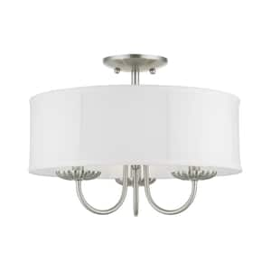 Brookdale 16 in. 3-Light Brushed Nickel Semi-Flush Mount