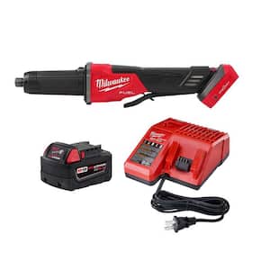 M18 FUEL 18-Volt Lithium Ion Brushless Cordless 2-3 in. Variable Speed Die Grinder Paddle Switch with 5.0Ah Starter Kit