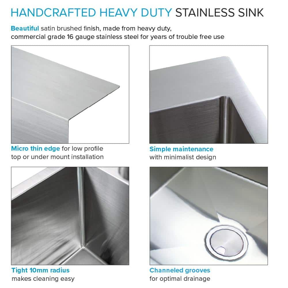 25'' Silver Stainless Steel Drop-In Undermount Laundry Sink