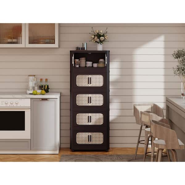 50 in. H x 20 in. W Brown Plastic Folding Storage Cabinet with