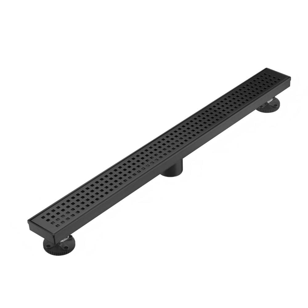 24 in. Linear Shower Drain with Removable Grid Grate and Hair Strainer in Matte Black price history on PriceWatchPro