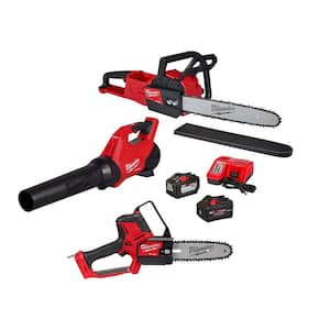 M18 Fuel 16 in. 18-Volt Brushless Cordless Electric Chainsaw with Hatchet, Blower, 12.0 and 8.0 Battery Combo Kit 2-Tool