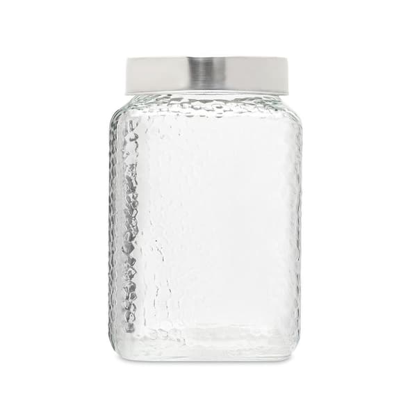 Style Setter 3-Piece Square Glass Jars Canisters Set with Silver