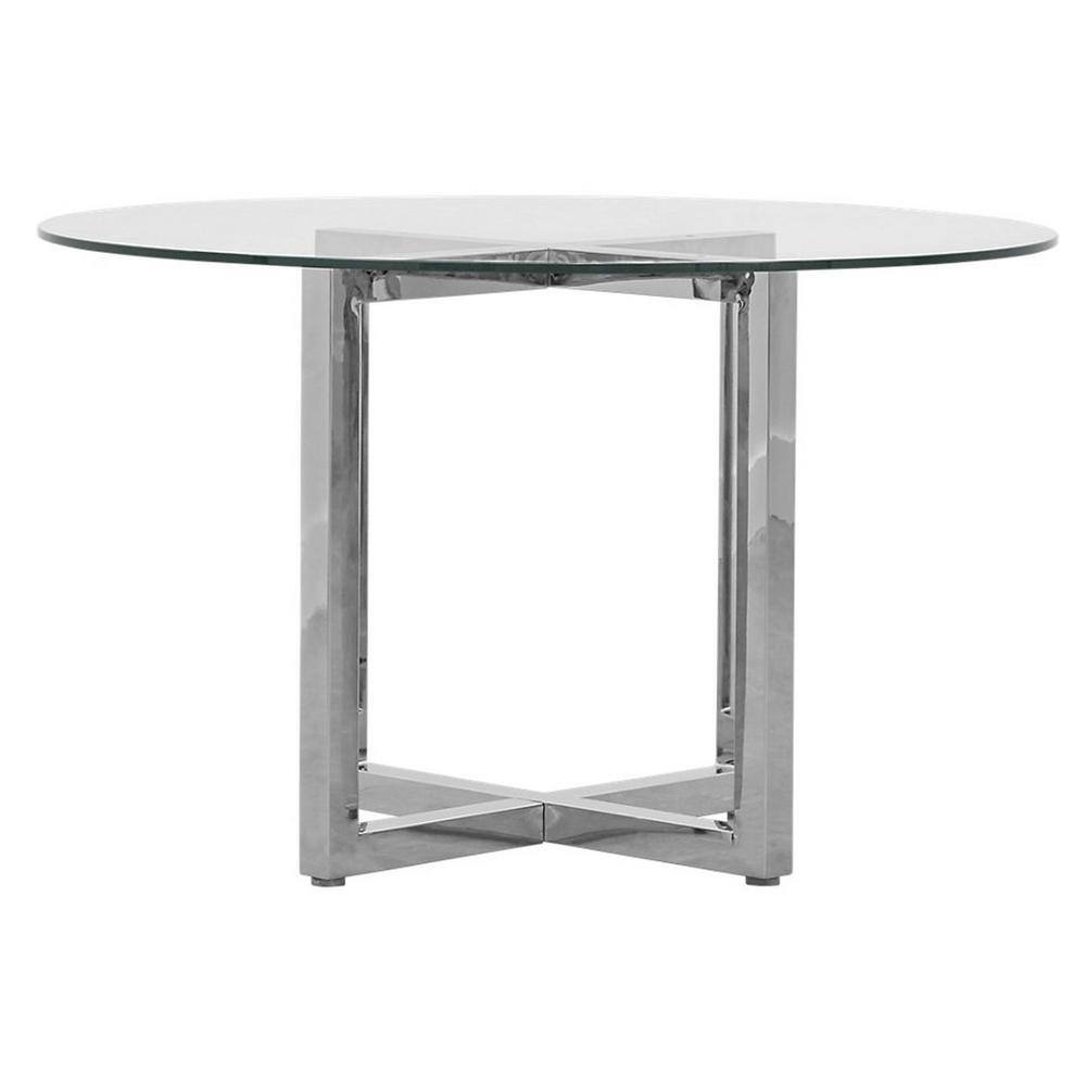 Round Glass Top Dining Table, 48 Round Stainless Steel Table Top