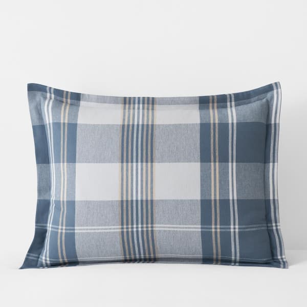 The Company Store Company Cotton Oversized Plaid Velvet Flannel Gray Multi Cotton Standard Sham