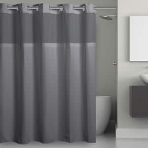 Waffle 71 in. W x 74 in. L Polyester Shower Curtain in Frost Grey