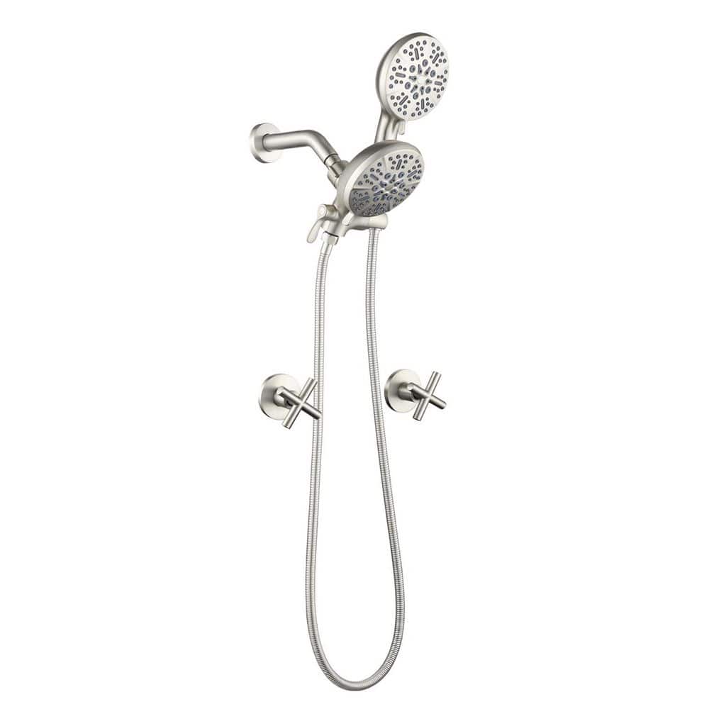 7-Spray Pattern 5 in. Wall Mount Fixed Shower Head and Handheld Showerhead 2.5 GPM  with Dual Handles in Brushed Nickel price history on PriceWatchPro