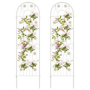 71 in. x 20 in. x 0.05 in. Metal Garden Trellis Rustproof Plant Support for Climbing Plants in White (2-Pack)