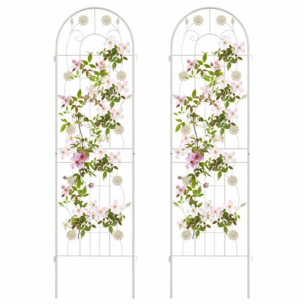 ANGELES HOME 71 in. x 20 in. x 0.05 in. Metal Garden Trellis Rustproof Plant Support for Climbing Plants in White (2-Pack)