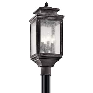 Wiscombe Park 4-Light Weathered Zinc Aluminum Hardwired Waterproof Outdoor Post Light with No Bulbs Included (1-Pack)