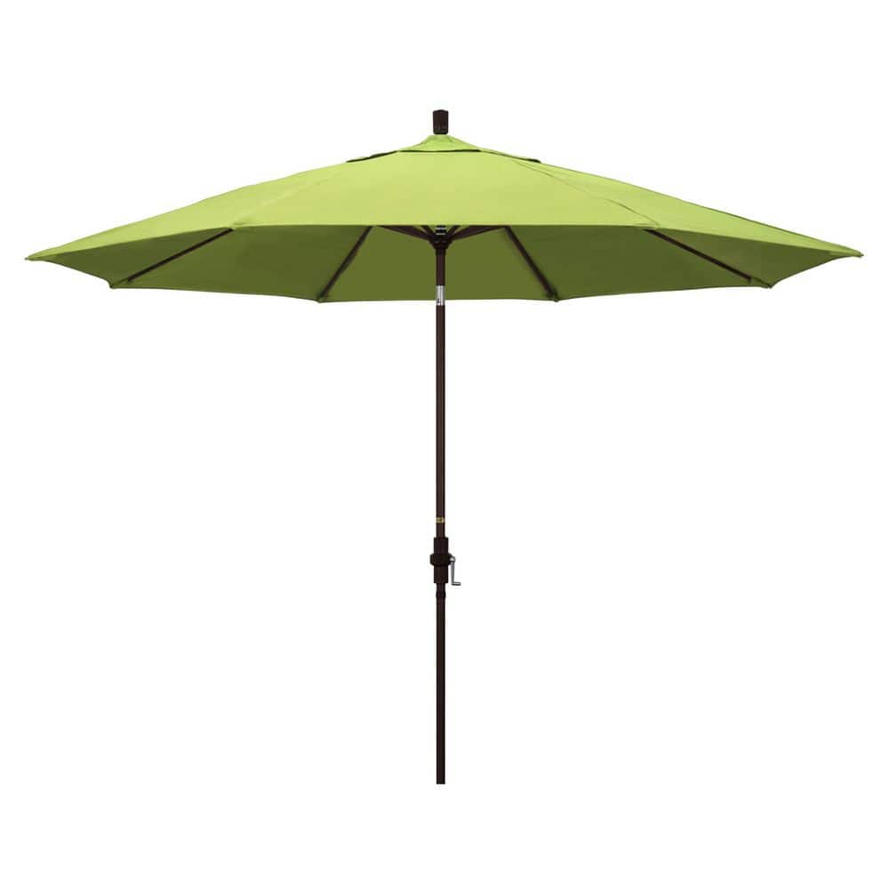 11 ft. Bronze Aluminum Market Patio Umbrella with Aluminum Ribs Collar Tilt Crank Lift in Parrot Sunbrella price history on PriceWatchPro