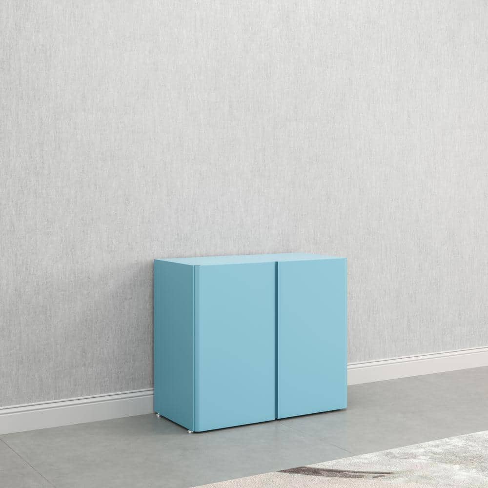 Modern Blue Steel Freestanding Storage Cabinet with Adjustable Shelves