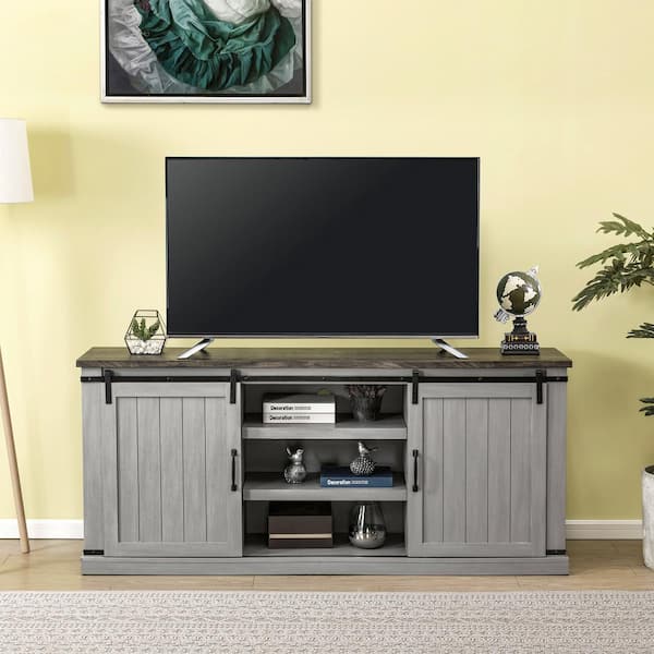 FESTIVO 68 in. Gray TV Stand for TVs Up to 70 in.