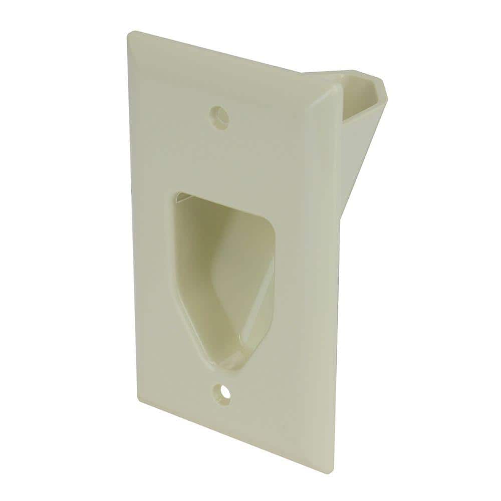 1-Gang Recessed Cable Plate, Light Almond