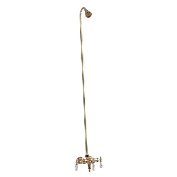 Pegasus 3-Handle Claw Foot Tub Faucet with Old Style Spigot and Sunflower Showerhead for Acrylic Tub in Polished Brass