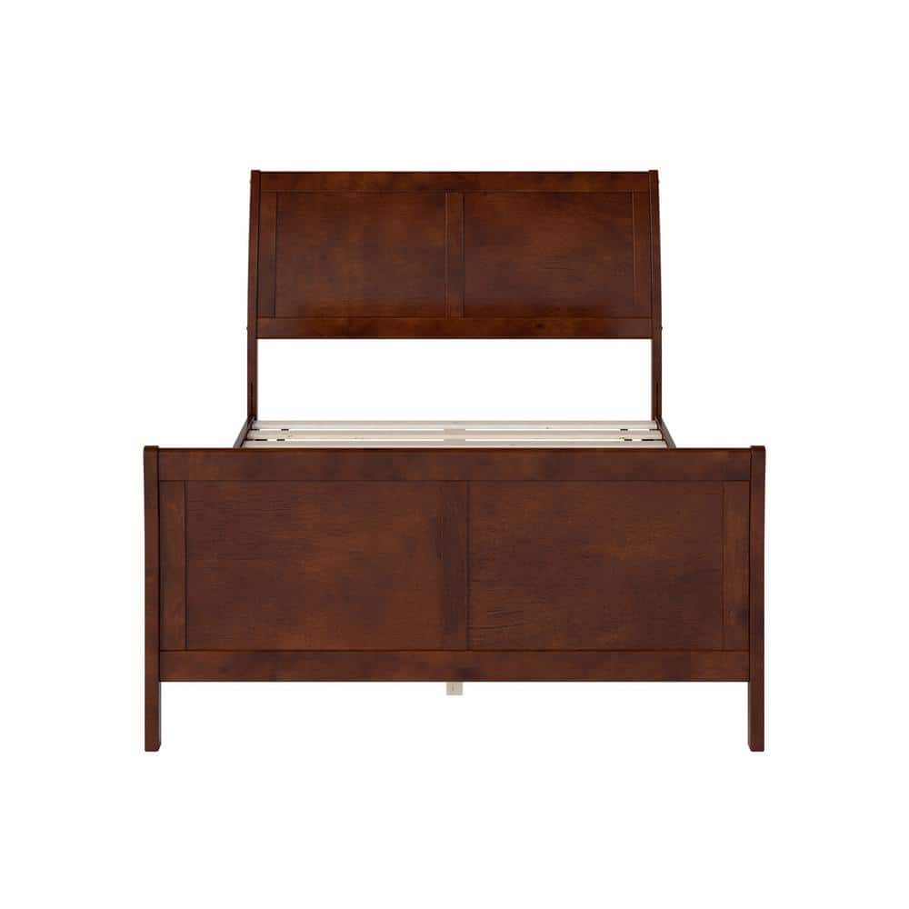 Valencia Full Walnut Wood Sleigh Platform Bed with Headboard