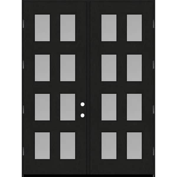 Steves & Sons Regency 72 in. x 96 in. 8L Modern Clear Glass RHOS Onyx Stained Fiberglass Double Prehung Front Door w/ 4in. Jamb