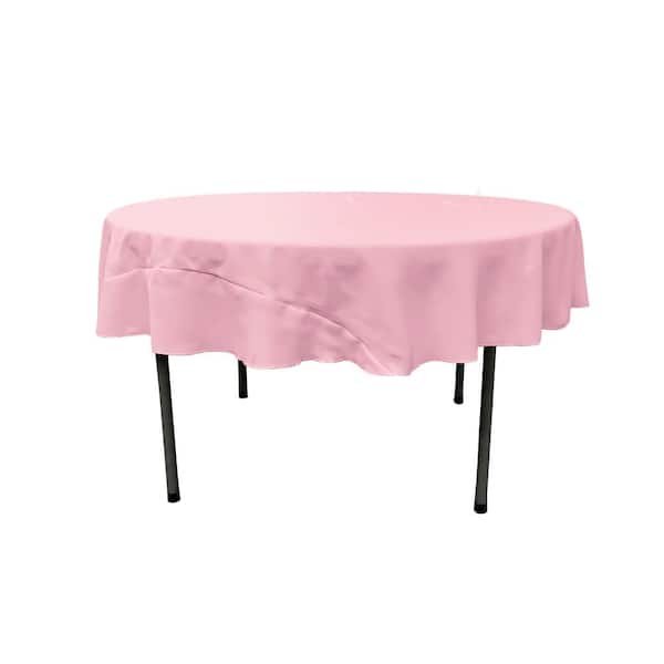 LA Linen Light Pink 72 in. Round Polyester Poplin Tablecloth
