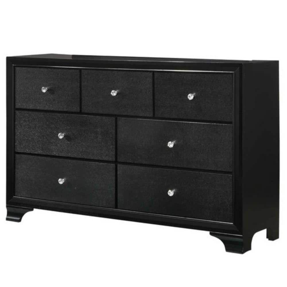 Benjara 58.4 in. Black 7Drawer Wooden Dresser Without Mirror BM215388