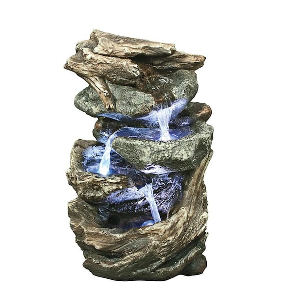 Design Toscano Glacier Peak Cascading Stone Bonded Resin Garden Fountain