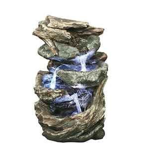 Glacier Peak Cascading Stone Bonded Resin Garden Fountain