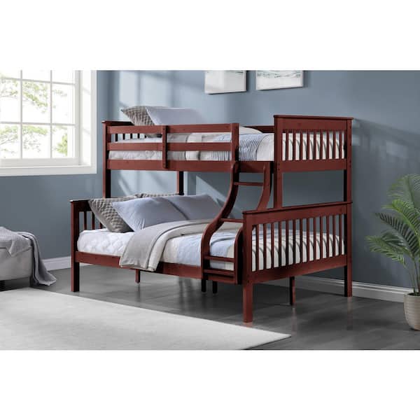 Sloane Cherry Twin Over Full Bunk Bed with Ladder