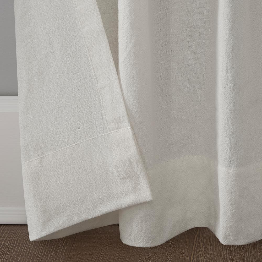 Ivory Light-Filtering Cotton Twist Tab Curtain Panel