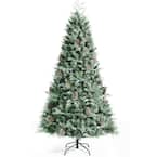 8 ft. Green Unlit Snow Flocked Artificial Christmas Tree with 1651 Glitter PE and PVC Tips