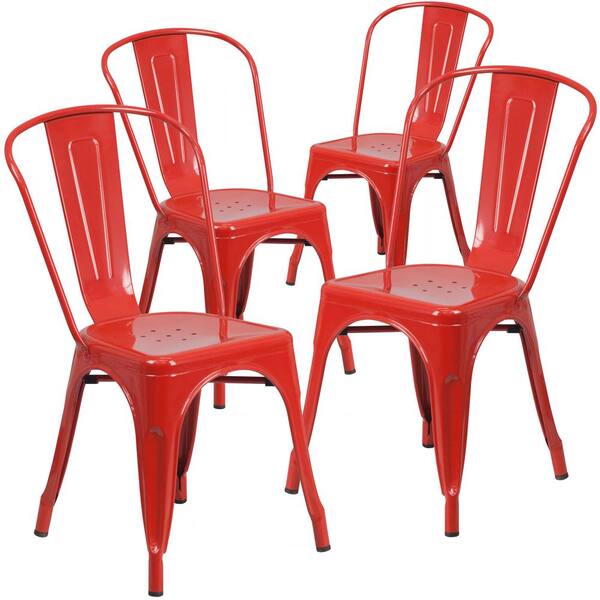 Carnegy Avenue Stackable Metal Outdoor, Red Metal Dining Room Chairs