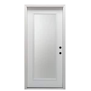34 in. x 80 in. Left-Hand Inswing Full Lite Clear Classic Primed Fiberglass Smooth Prehung Front Door