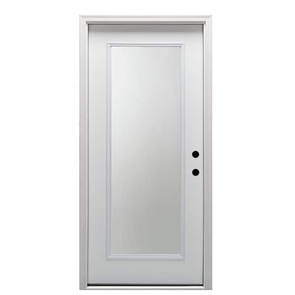 MMI Door 34 in. x 80 in. Left-Hand Inswing Full Lite Clear Classic Primed Fiberglass Smooth Prehung Front Door