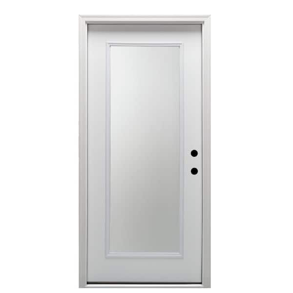 MMI Door 36 in. x 80 in. Left-Hand Inswing Full Lite Clear Classic Primed Fiberglass Smooth Prehung Front Door