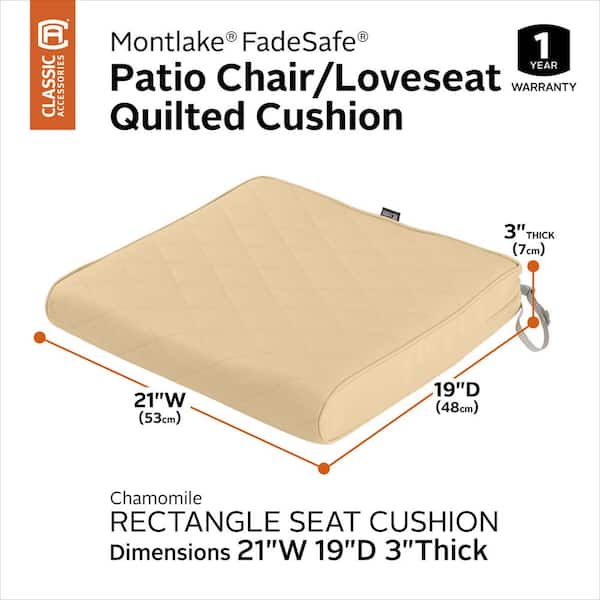 Montlake FadeSafe Patio Chair Cushion - 3 Thick , 44L x 20W x 3