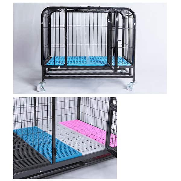 35.4 in. x 11.8 in. Blue Anti Slip Pet Feet Mat Plastic Grids Pet Relax Pad Dog Cage Mesh Mat