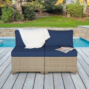 Maui Metal Outdoor Sectional with Cobalt Cushions