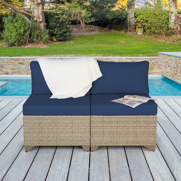 TK CLASSICS Maui Metal Outdoor Sectional with Cobalt Cushions
