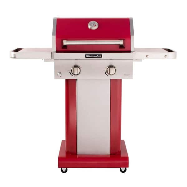 KitchenAid 2-Burner Propane Gas Grill in Red with Grill Cover