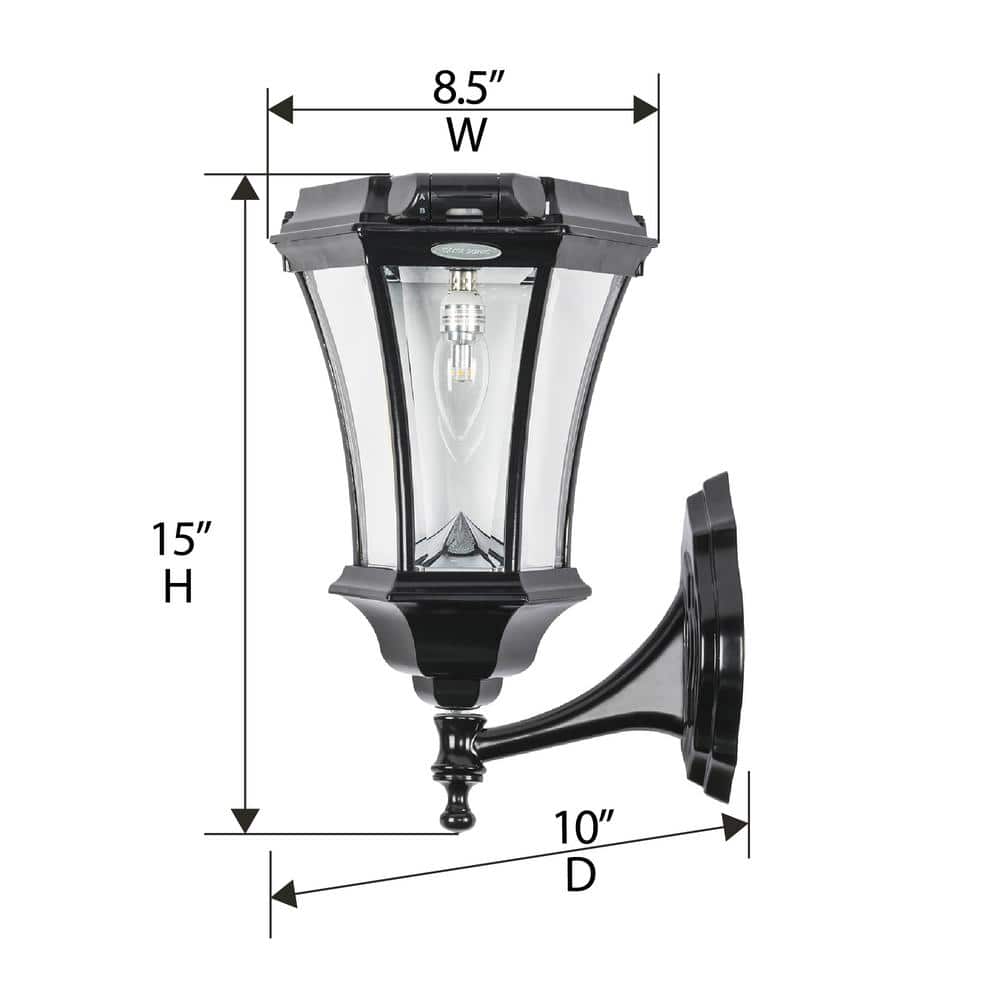 Victorian Black Aluminum Solar LED Lamp Post with Motion Sensor
