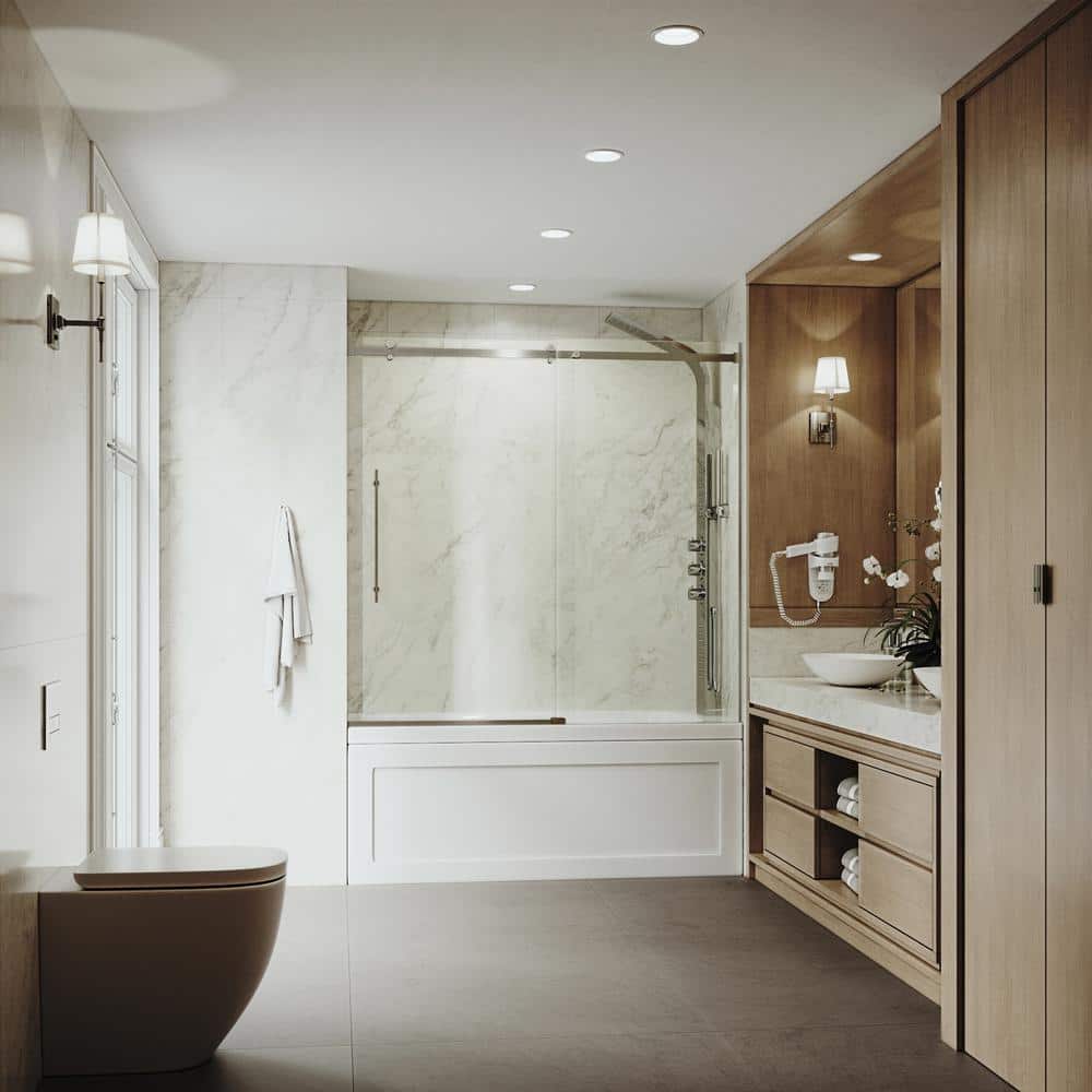 Luca 60" Frameless Sliding Tub Door with Clear Glass