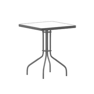 Silver Square Steel Outdoor Side Table