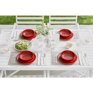 Taryn Melamine Dinner Bowls in Ribbed Chili Red (Set of 6)