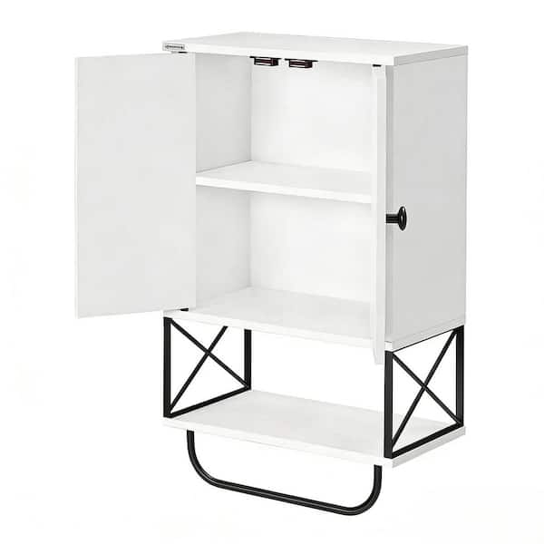 15 in. W x 26.1 in. H Wood Rectangular White Wall Mount Medicine Cabinet without Mirror