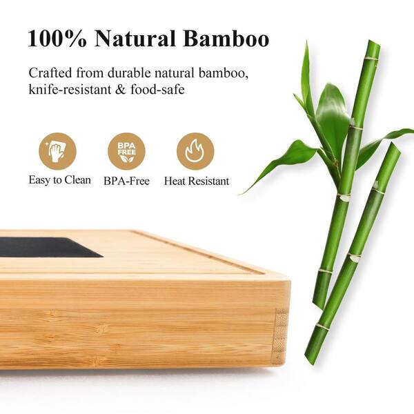Numhew Extra Large 33.7 in. x 15.7 in. Bamboo Cheese Board and
